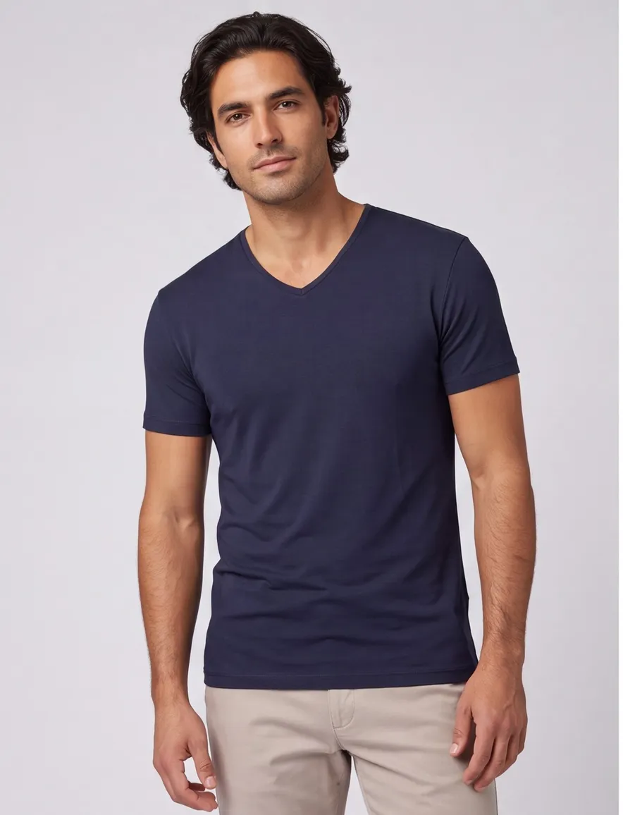 t-shirt Alan Red effen katoen donkerblauw