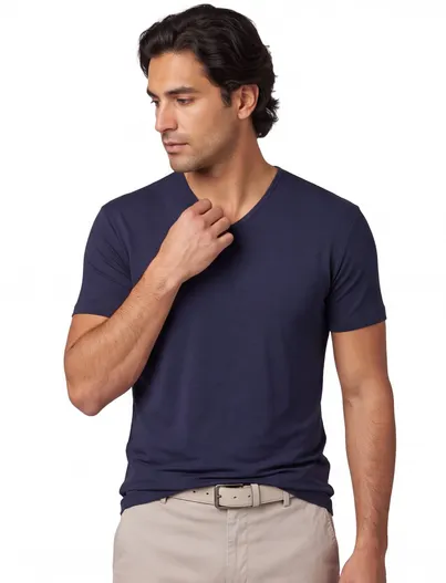 Alan Red t-shirt Alan Red effen katoen donkerblauw