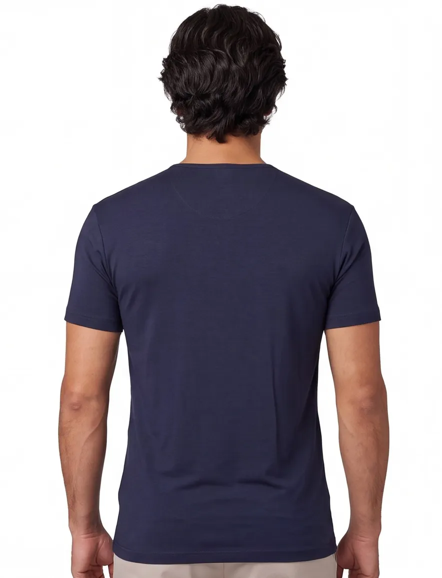 t-shirt Alan Red effen katoen donkerblauw