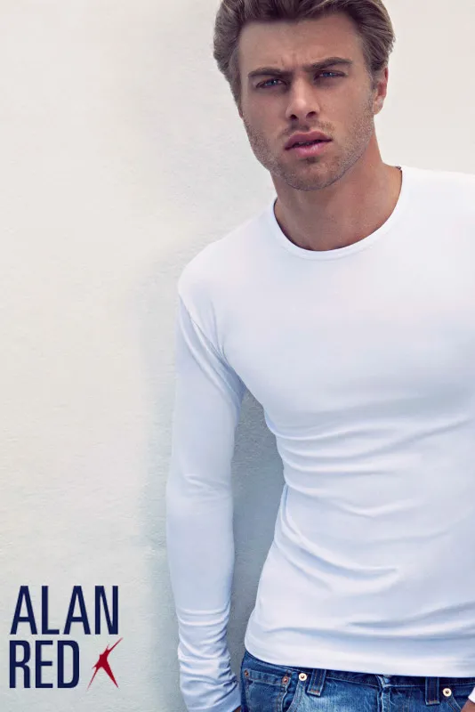 Alan Red Olbia t-shirt wit effen katoen
