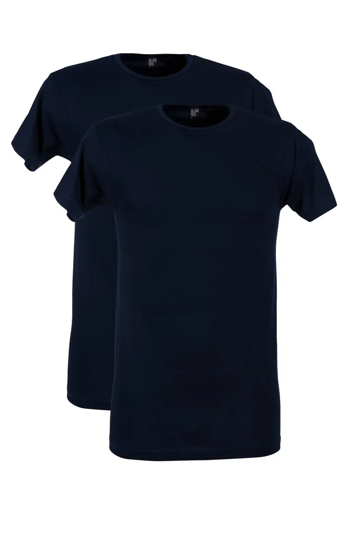 Alan Red t-shirt aanbieding effen katoen donkerblauw 2-pack