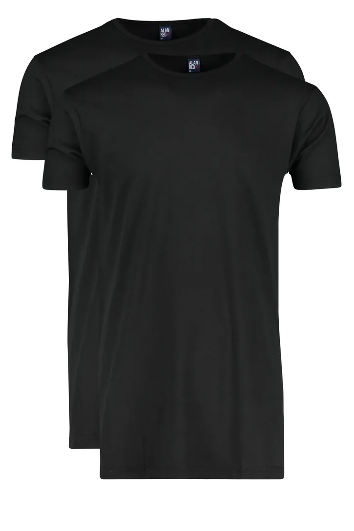 Alan Red T-shirt effen katoen zwart 2-pack