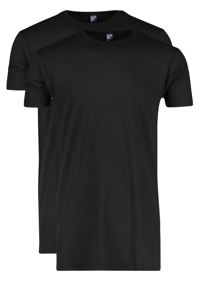 T-shirt KM ml 7 Alan Red effen katoen zwart