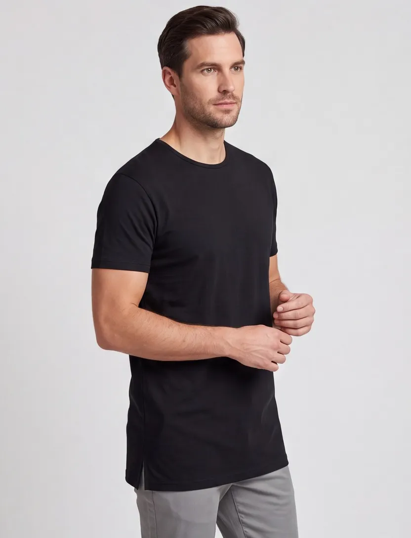 Alan Red T-shirt effen katoen zwart 2-pack