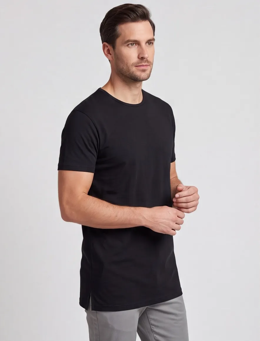 T-shirt KM ml 7 Alan Red effen katoen zwart