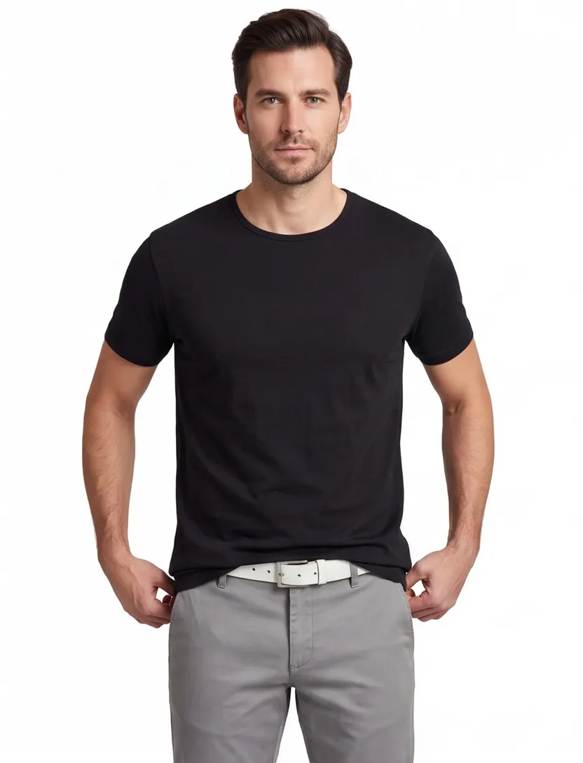 Alan Red T-shirt effen katoen zwart 2-pack
