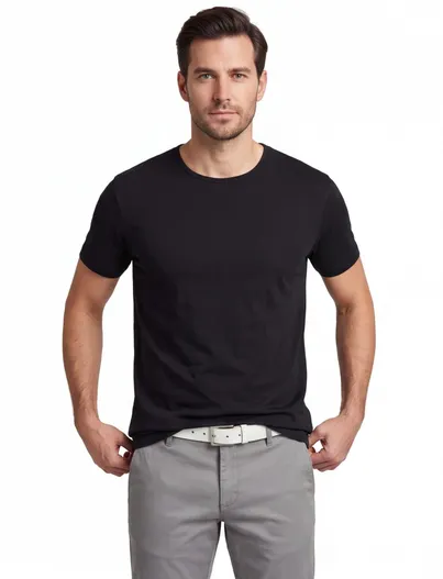 Alan Red T-shirt KM ml 7 Alan Red effen katoen zwart