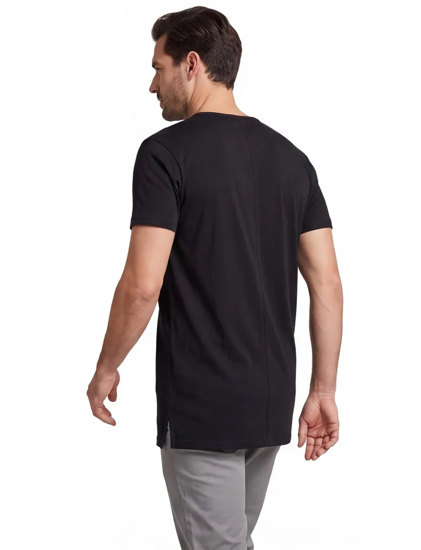 Alan Red T-shirt effen katoen zwart 2-pack