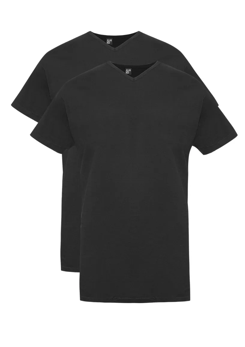 T-shirt KM ml 7 Alan Red effen katoen zwart