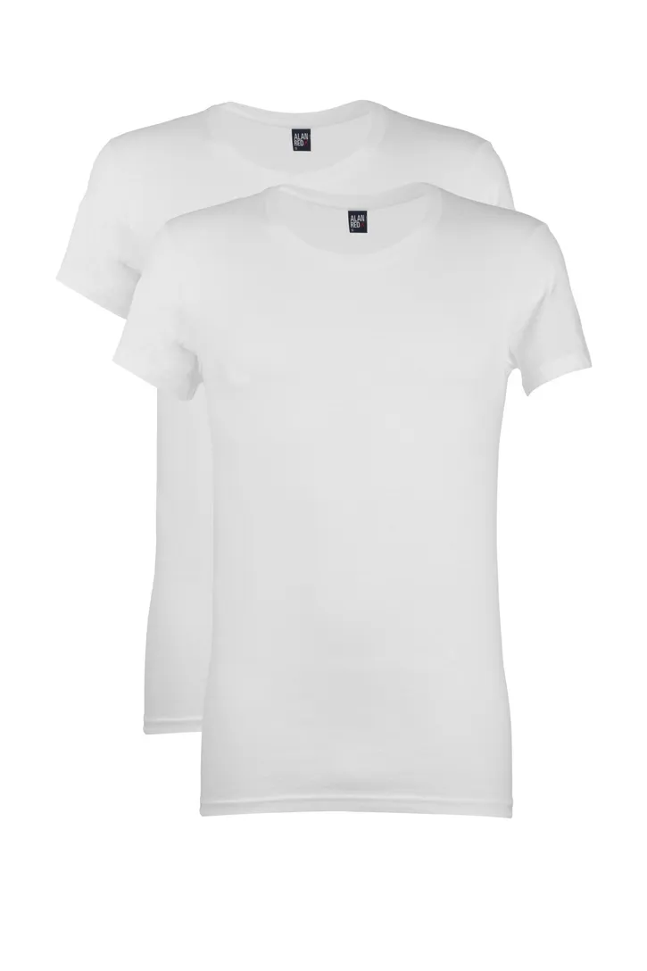 Alan Red t-shirt effen katoen wit James 2-pack