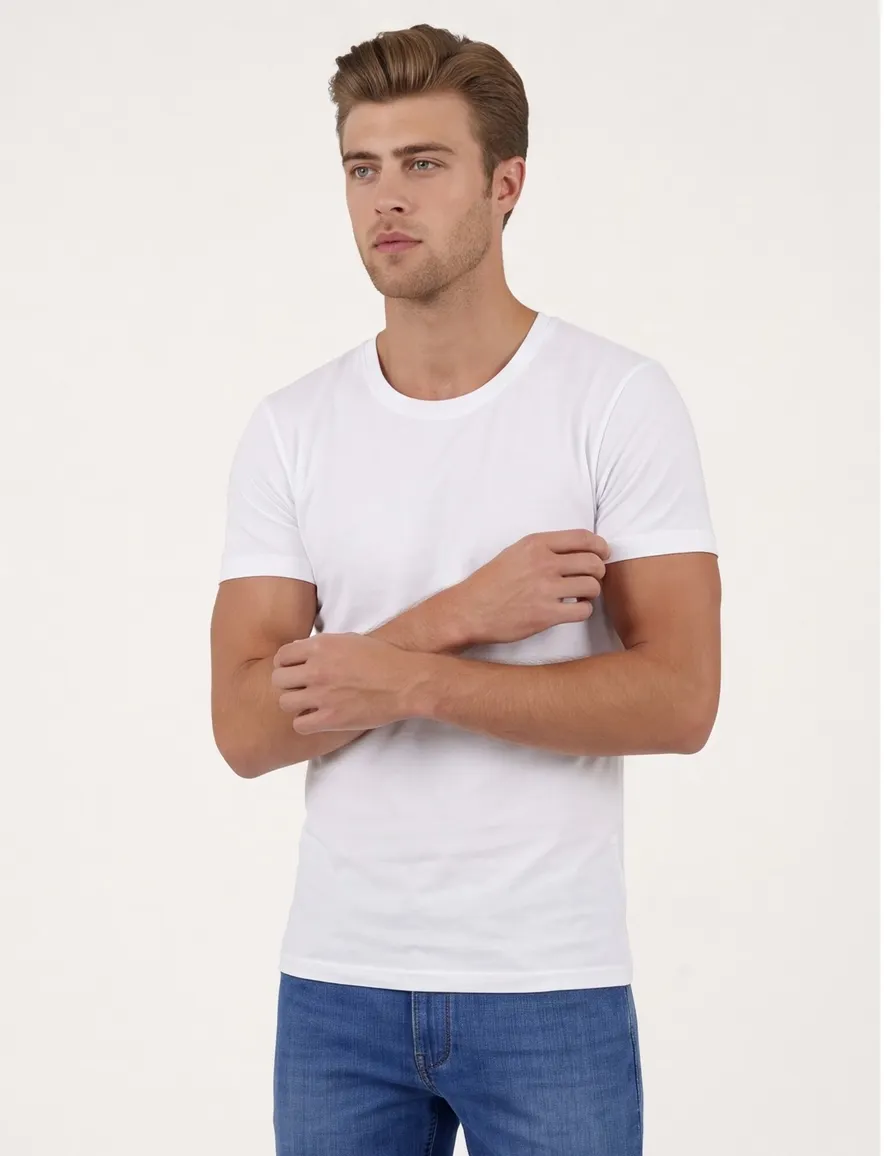 Alan Red James t-shirt wit effen katoen 2-pack