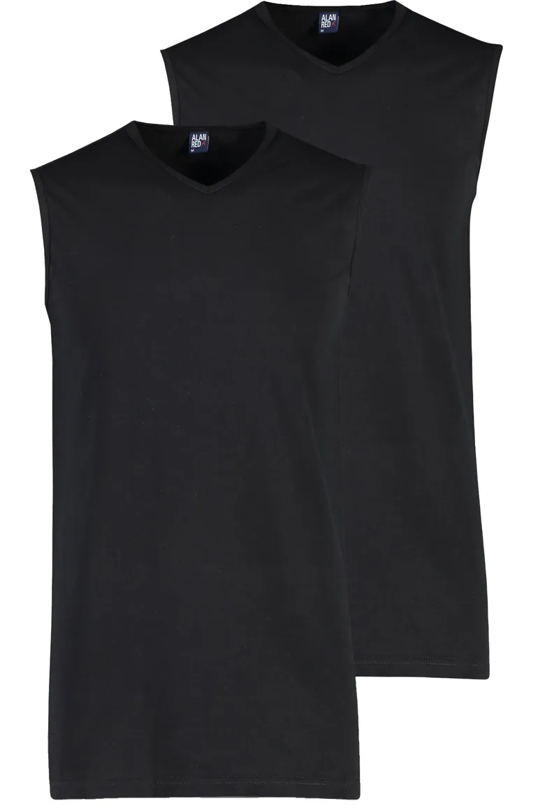 Alan Red tanktop aanbieding zwart effen two pack