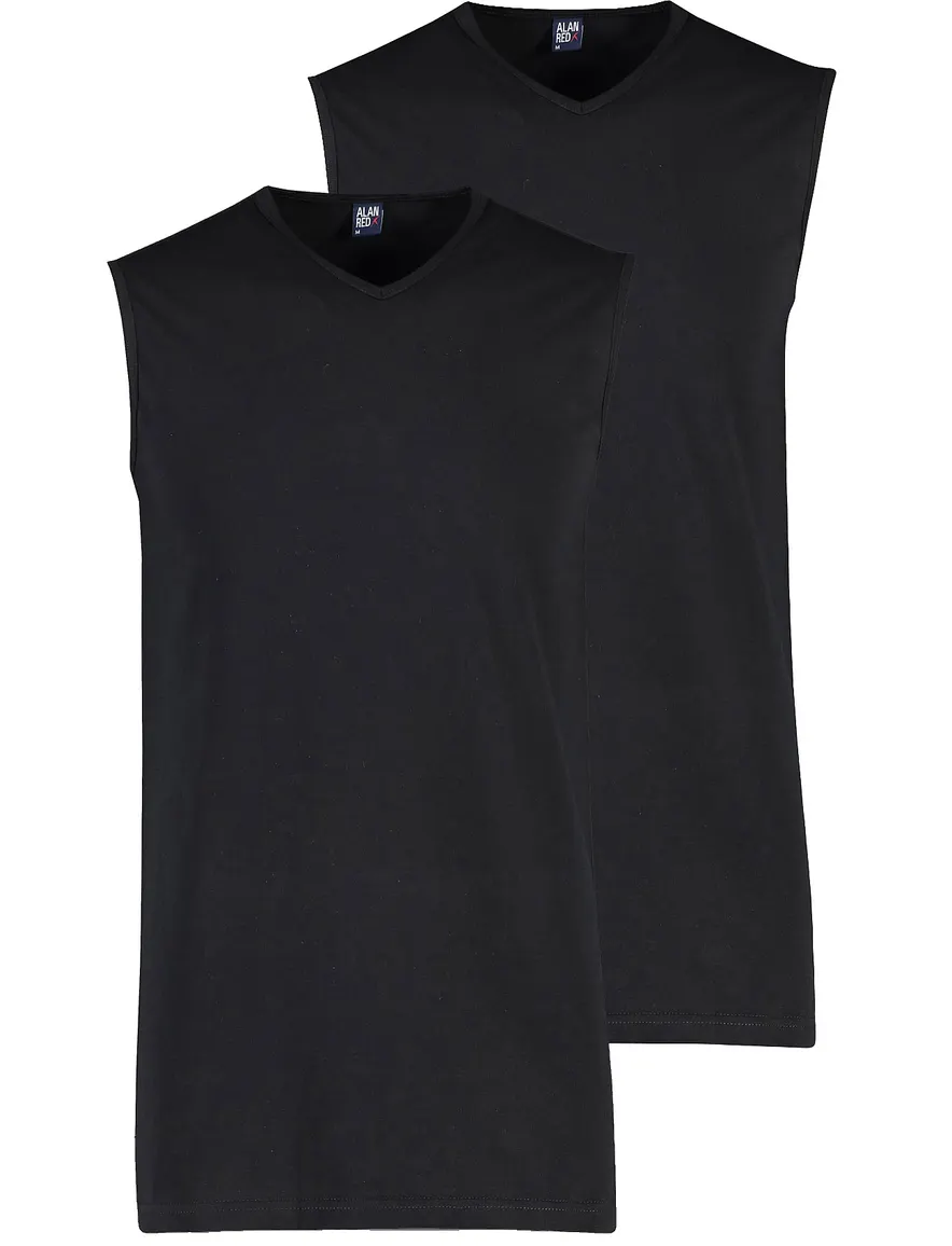 Alan Red tanktop Alan Red t-shirts aanbieding zwart effen katoen Alan Red Minto tanktop zwart