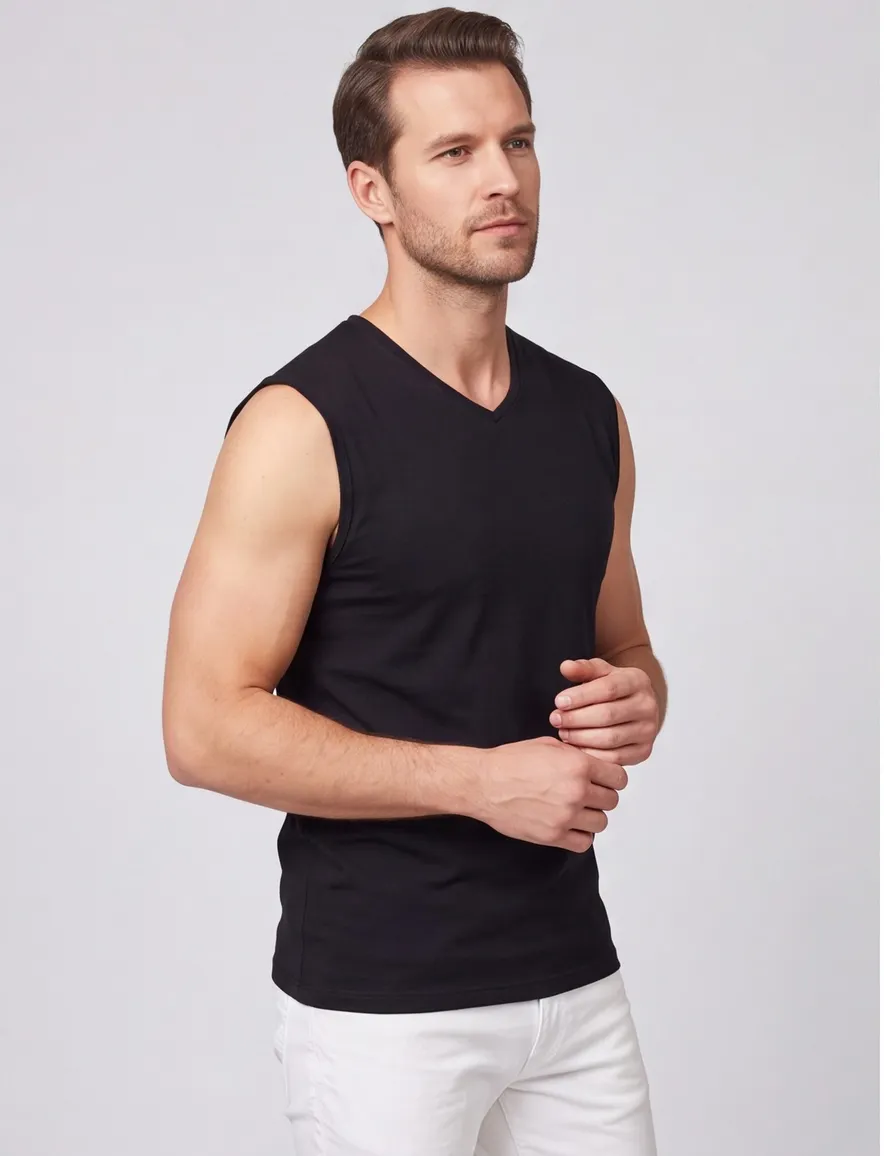 Alan Red tanktop aanbieding zwart effen two pack