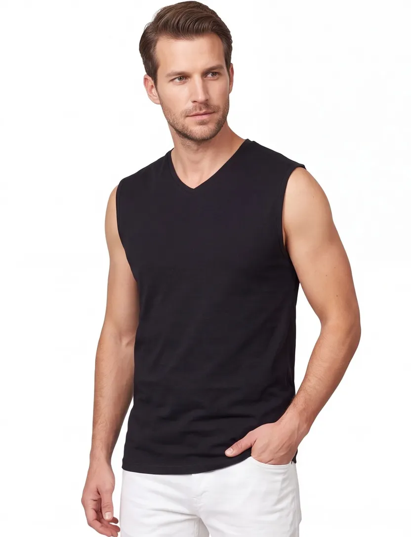 Alan Red tanktop aanbieding zwart effen katoen two-pack