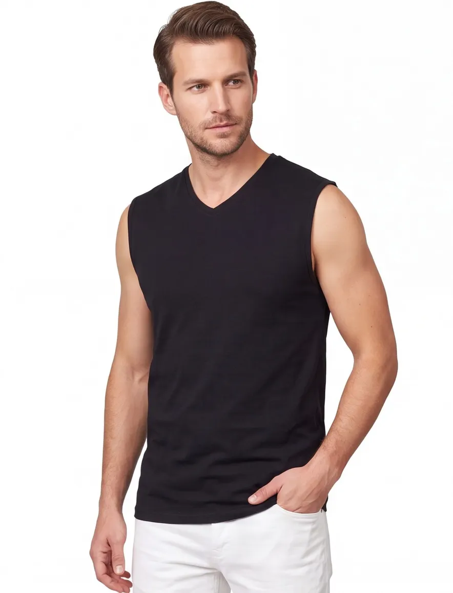 Alan Red tanktop aanbieding zwart effen two pack