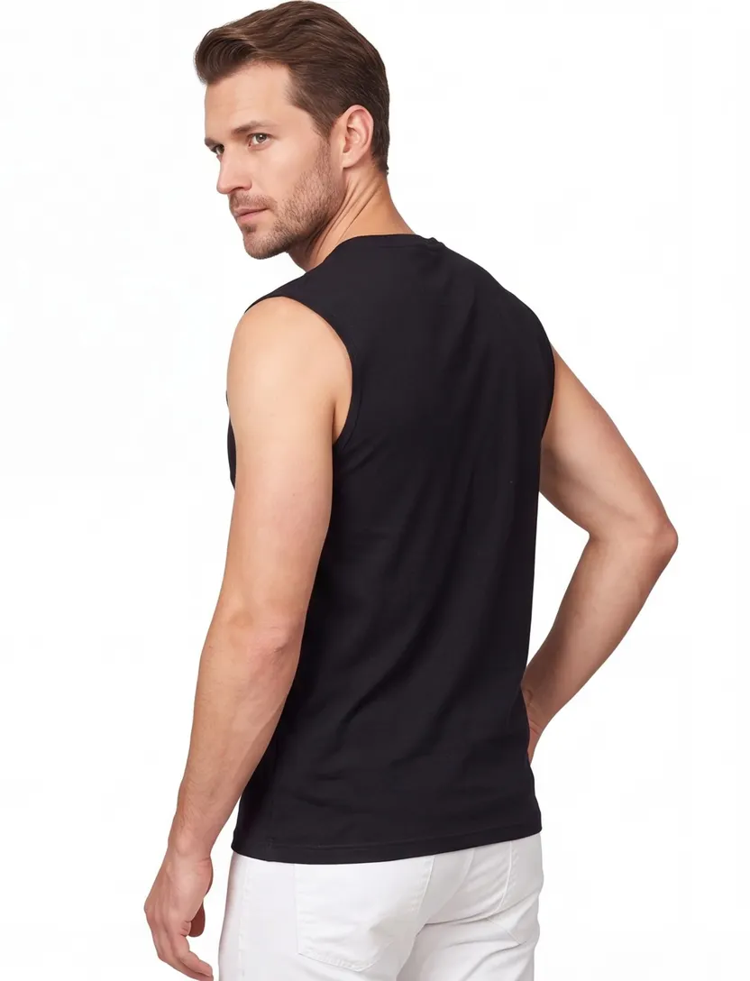 Alan Red tanktop aanbieding zwart effen katoen two-pack