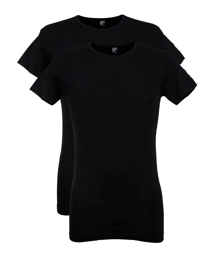 Alan Red Ottawa t-shirt zwart effen katoen 2-pack