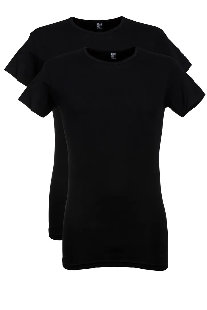Alan Red t-shirt effen katoen zwart 2-pack Ottawa