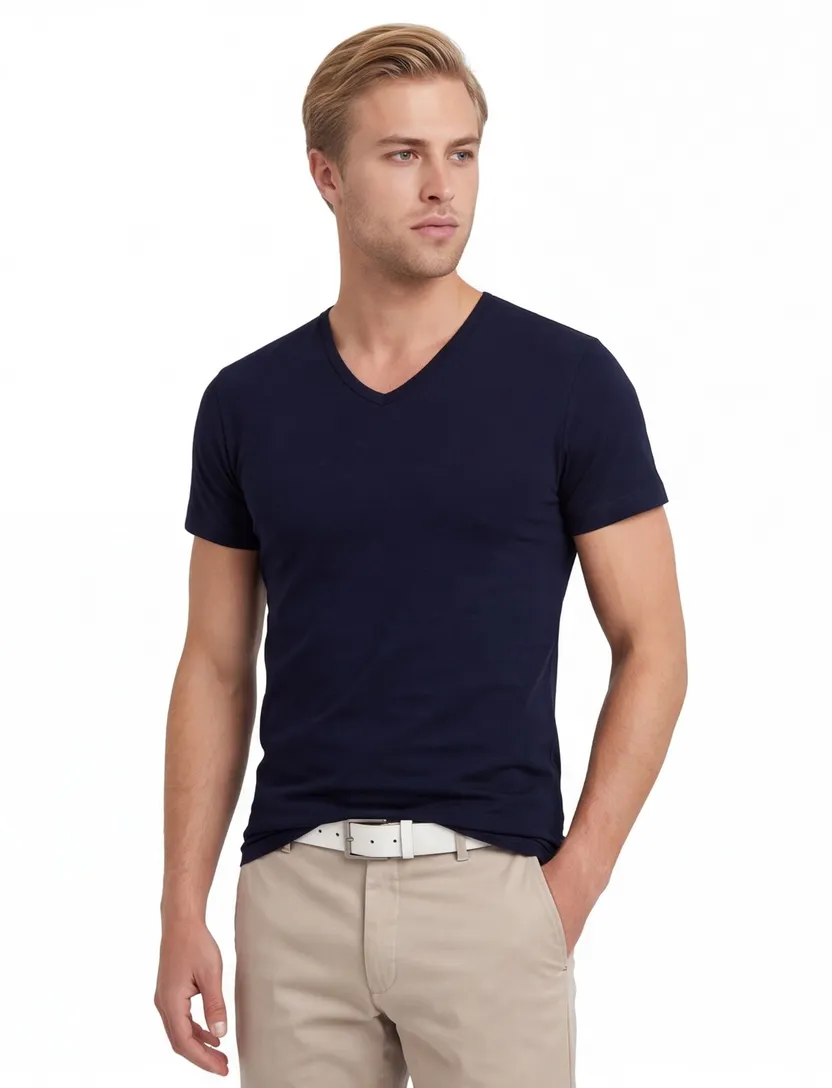 Alan Red T-shirt oklahoma effen katoen 2-pack donkerblauw