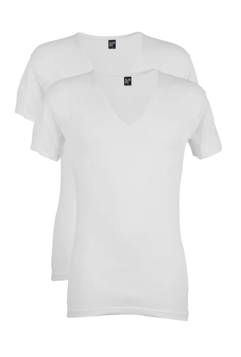 Alan Red t-shirt wit effen katoen Nov 2-pack
