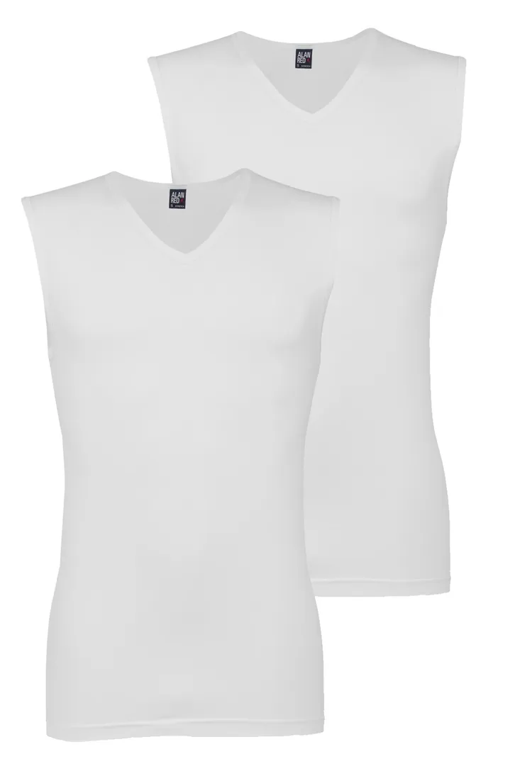 Alan Red singlet effen katoen wit 2-pack