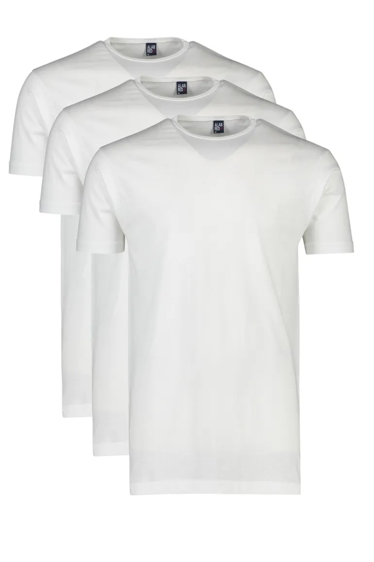 Alan Red Derby t-shirt wit effen katoen 3-pack