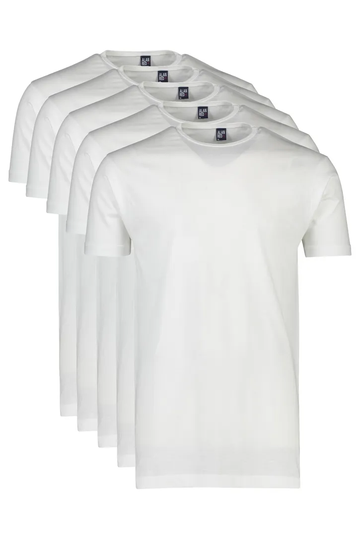 Alan Red t-shirt effen katoen wit Derby 5-pack