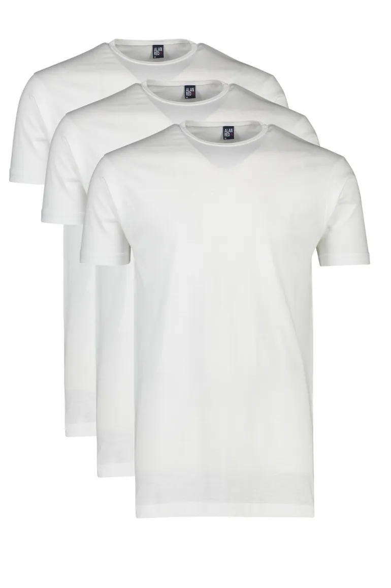 Alan Red Derby t-shirt wit effen katoen 3-pack ronde hals