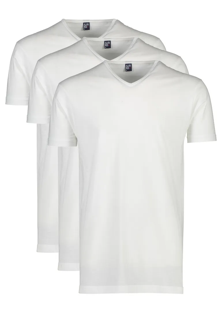 Alan Red Vermont t-shirt 3-pack wit effen katoen