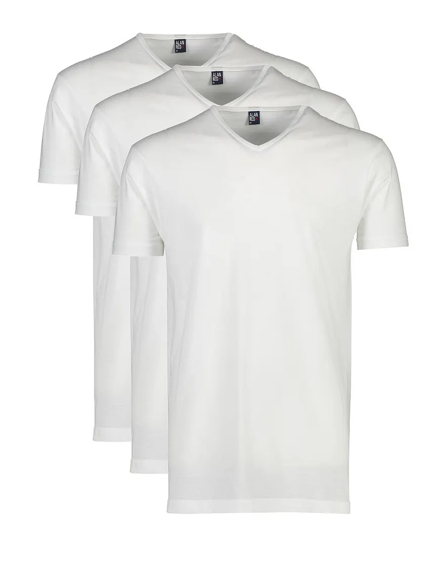 Alan Red Vermont t-shirt 3-pack wit effen katoen