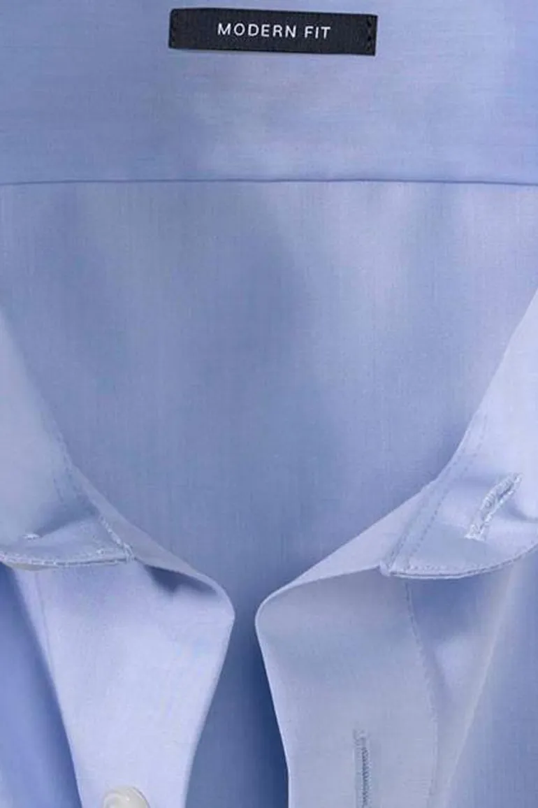 overhemd mouwlengte 7 Olymp Luxor Modern Fit blauw effen katoen normale fit