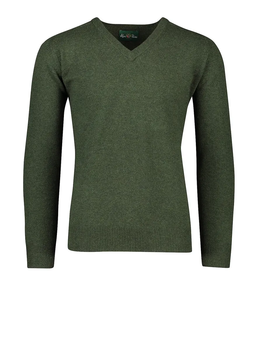 Alan Paine pullover groen lamswol v-hals