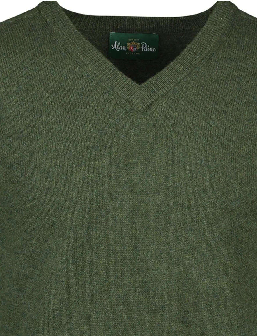 Alan Paine pullover groen lamswol v-hals