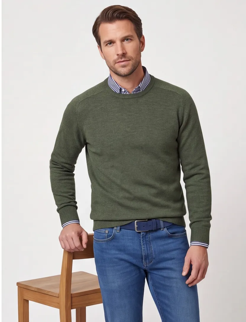 Pullover Alan Paine groen lamswol
