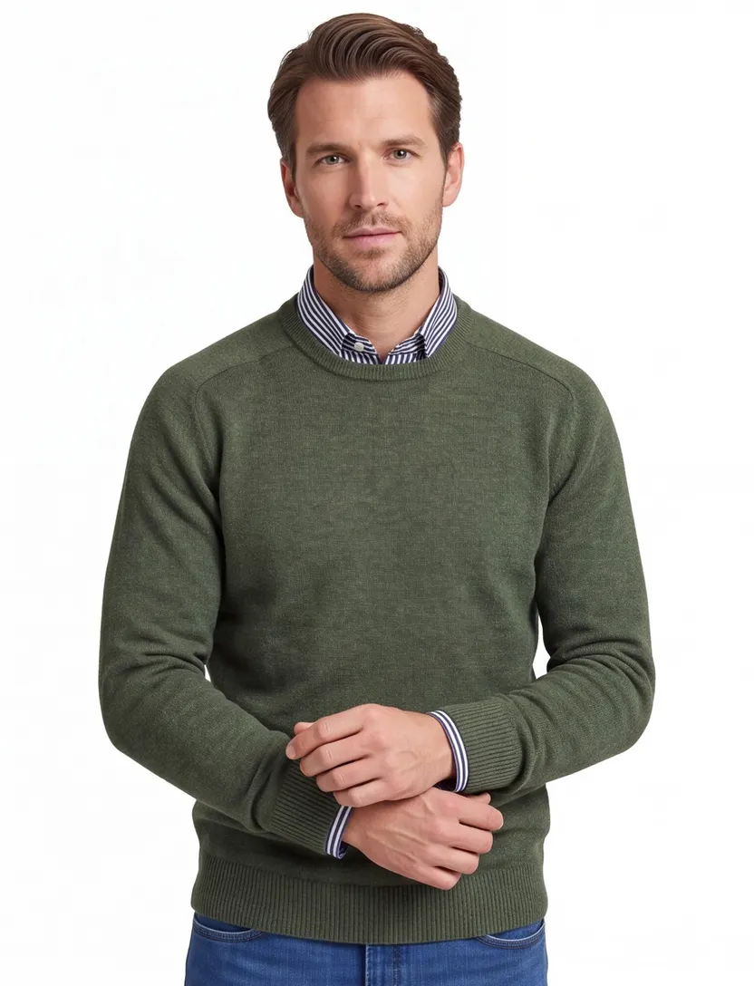 Pullover Alan Paine groen lamswol