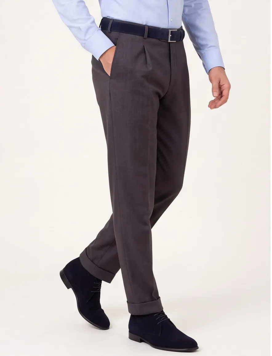 m.e.n.s. pantalon Paris-U middengrijs wol bandploo