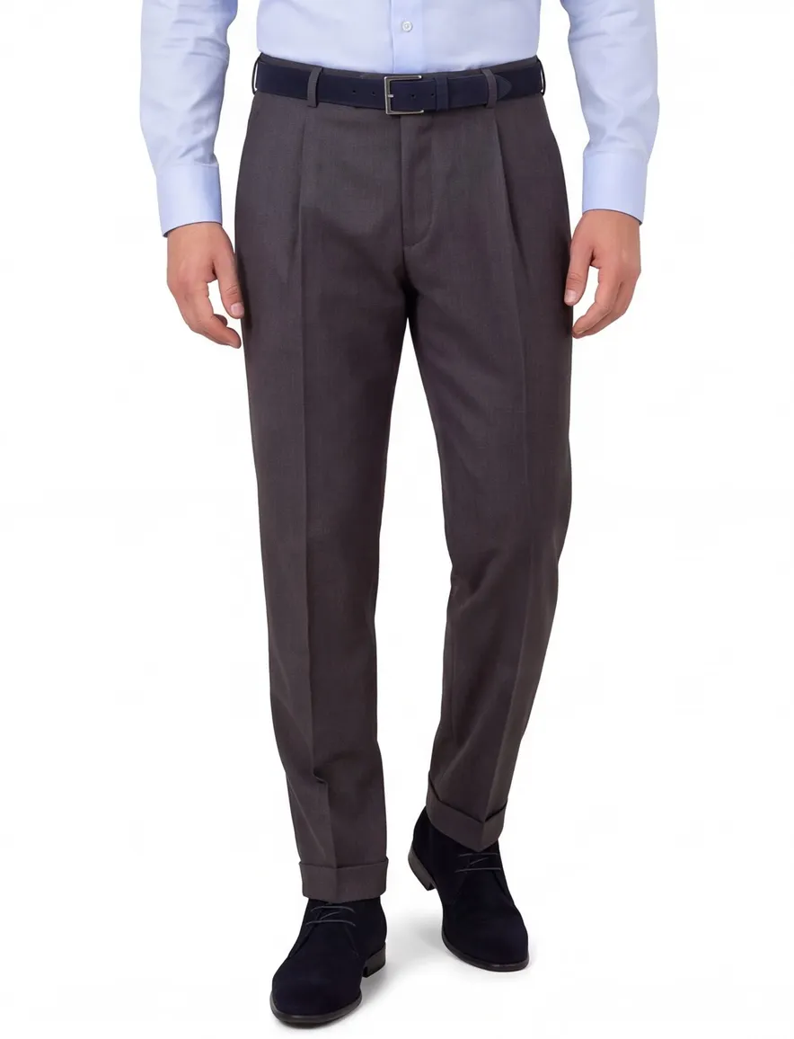 m.e.n.s. pantalon Paris-U middengrijs wol bandploo