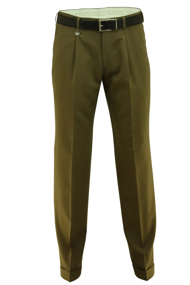 m.e.n.s. pantalon Paris-U wol groen bandplooi stre