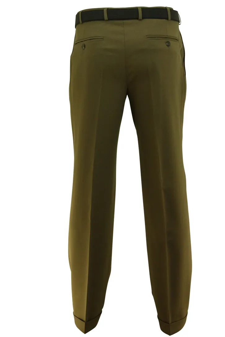 m.e.n.s. Paris-U wol groen pantalon bandplooi stre