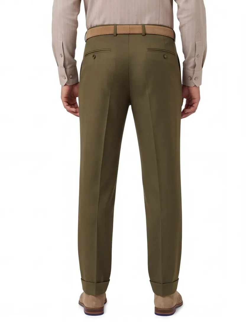 m.e.n.s. Paris-U wol groen pantalon bandplooi stre