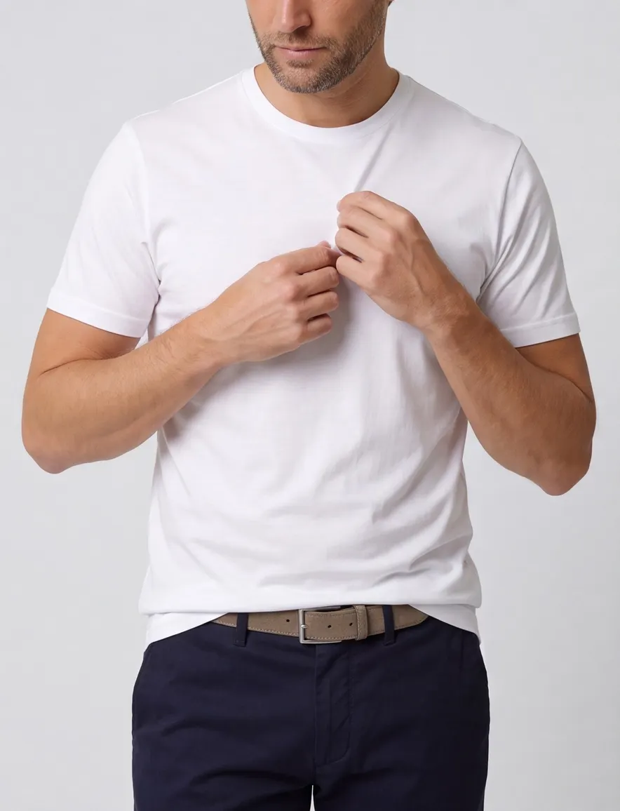 t-shirt Ragman effen katoen wit