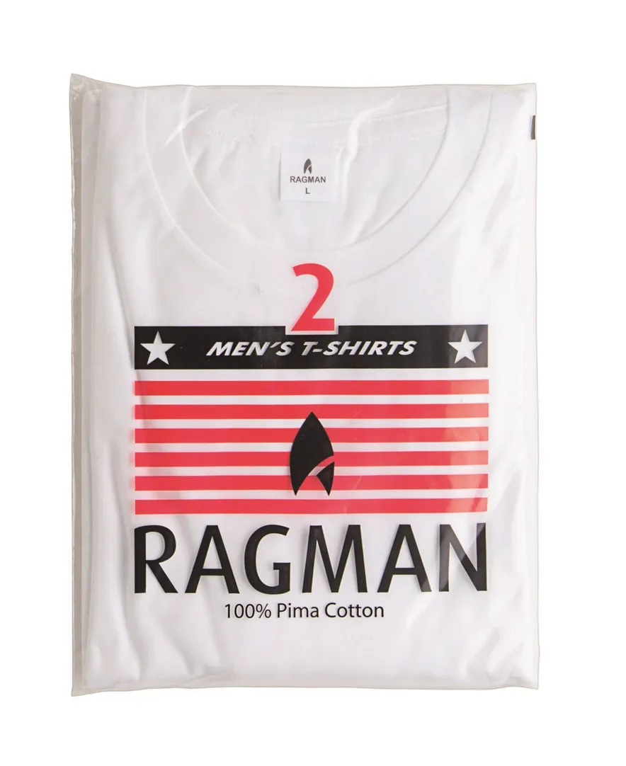 Ragman 2-pack t-shirt wit uni katoen