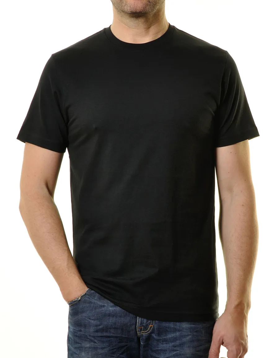 t-shirt Ragman effen katoen zwart