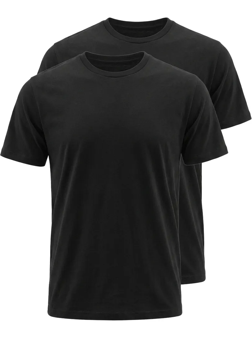 Ragman t-shirt effen katoen zwart 2-pack