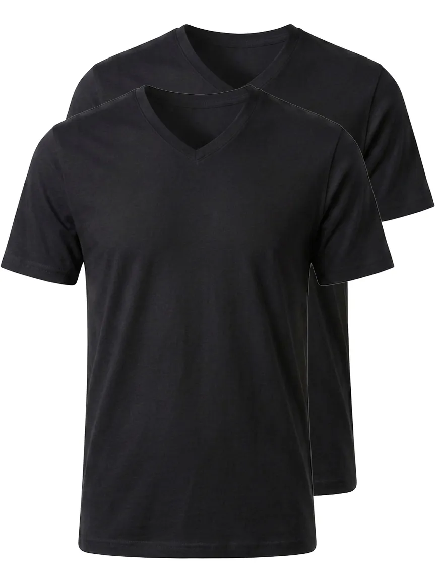 Ragman t-shirt zwart effen katoen