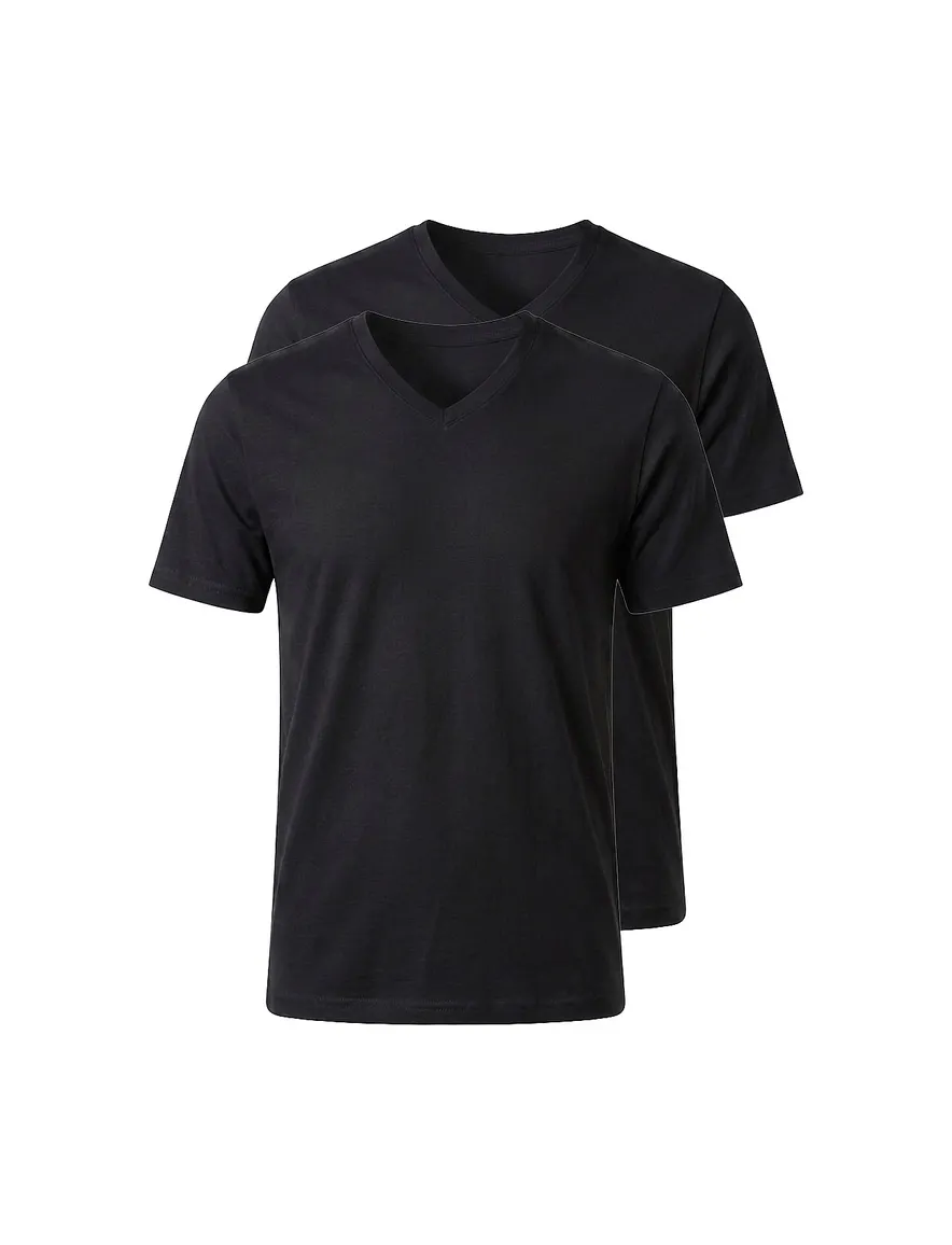 Ragman t-shirt zwart effen katoen