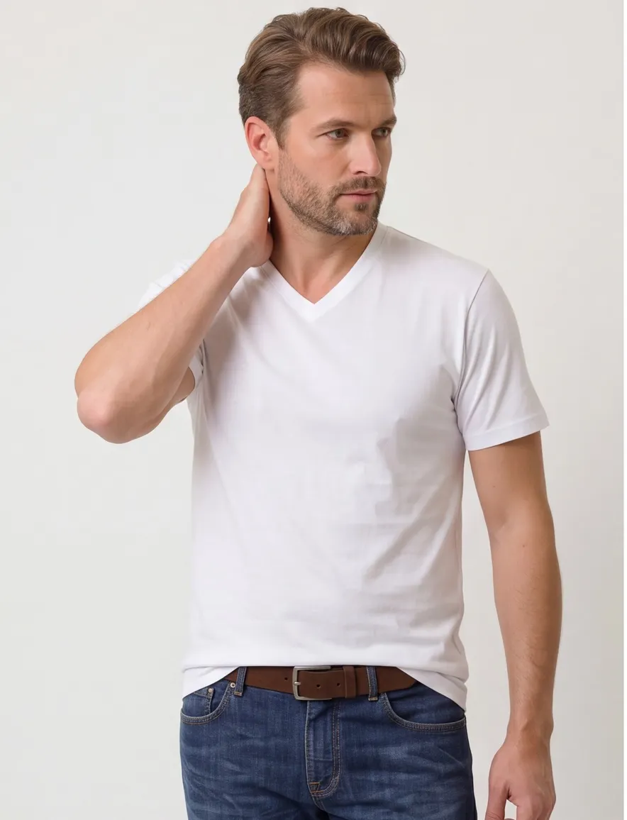 Two-pack t-shirt Ragman wit v-hals