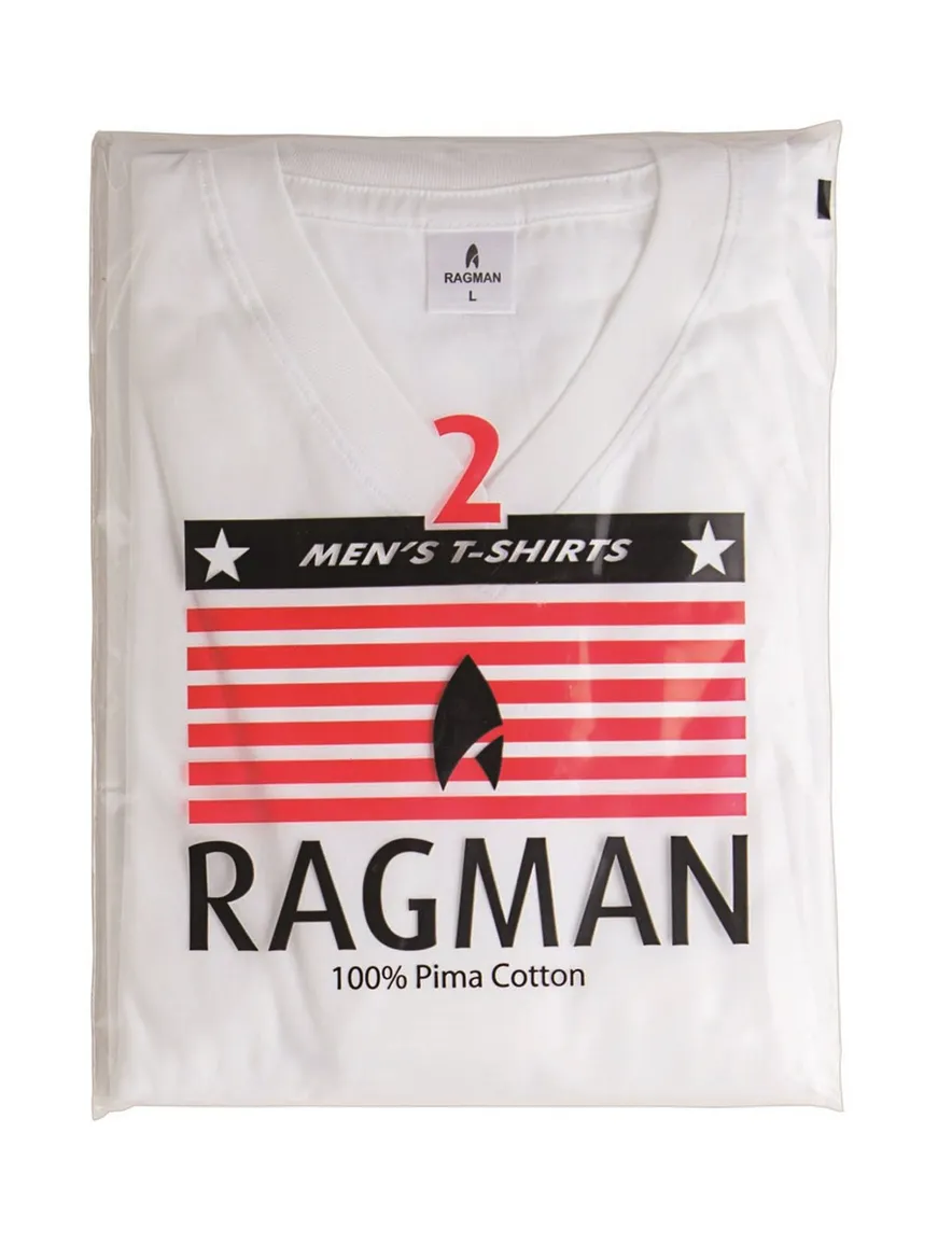 Two-pack t-shirt Ragman wit v-hals