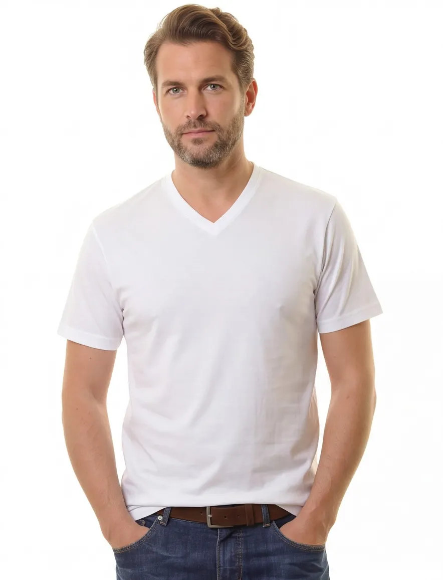 Two-pack t-shirt Ragman wit v-hals